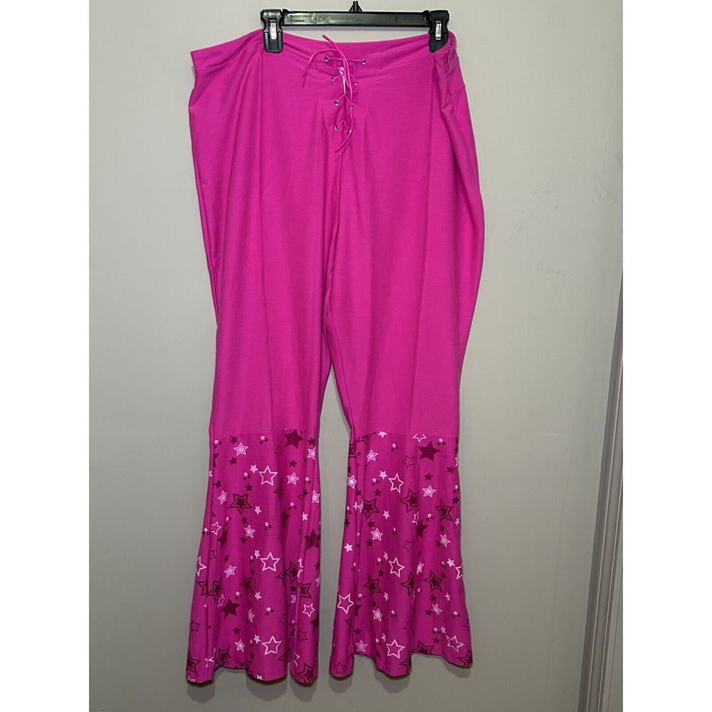 Barbie Cowgirl Costume Glare Leg Pants Pink With Glitter Stars Women's Size 1X